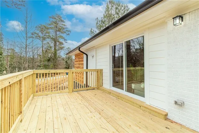 a view of a wooden roof with wooden floor