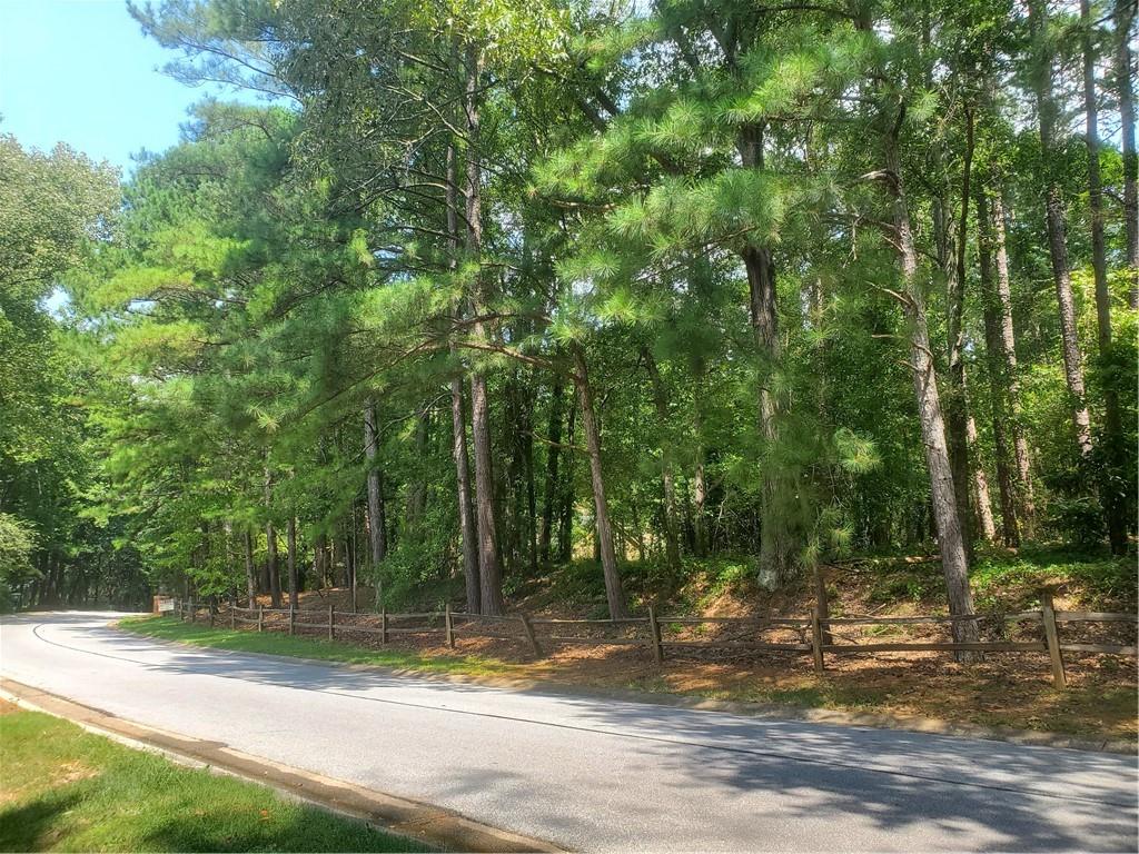 a view of a yard with a tree