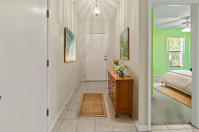 a view of a room with a hallway