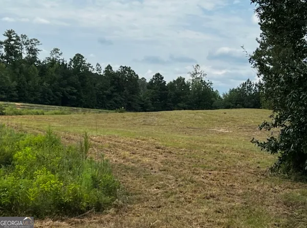 a view of a field with an outdoor space