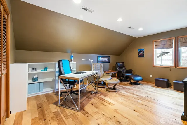 a workspace with furniture