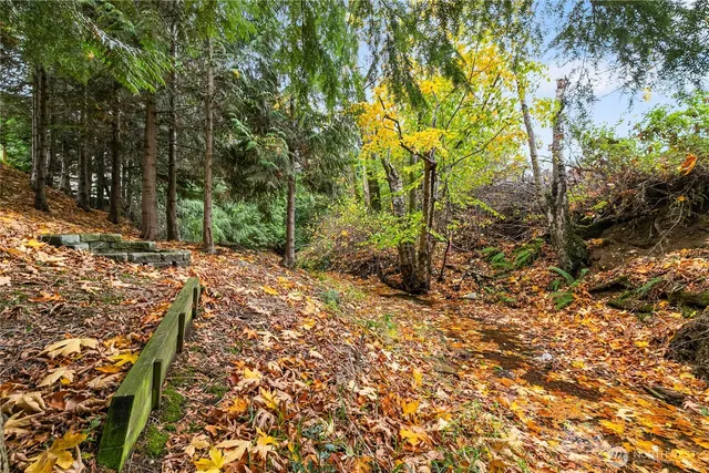 a view of a backyard of a house