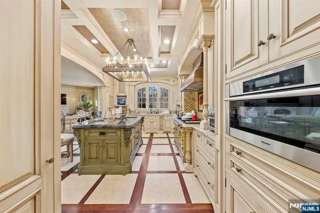 a view of living room kitchen and microwave