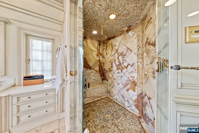 view of walk in closet and bathroom