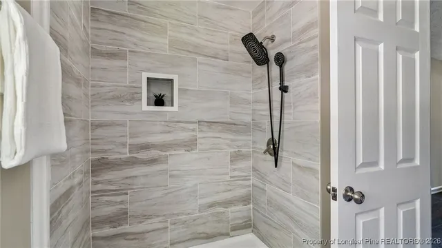 a bathroom with a shower