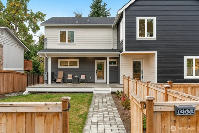 a view of a building with a large window