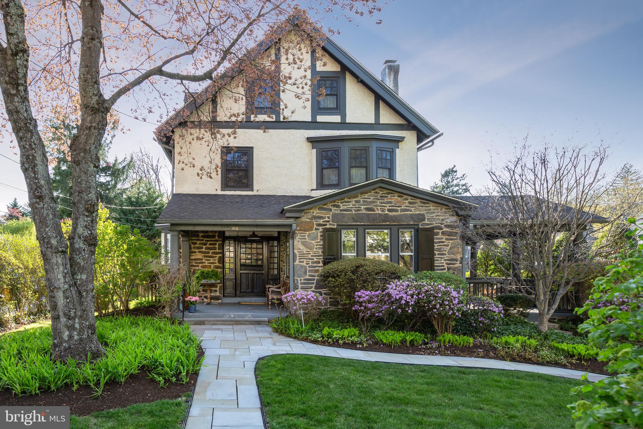 116 Llanfair Road Ardmore, PA 19003 - Photo 59 of 61 Front Exterior w/ Beautiful Landscaping