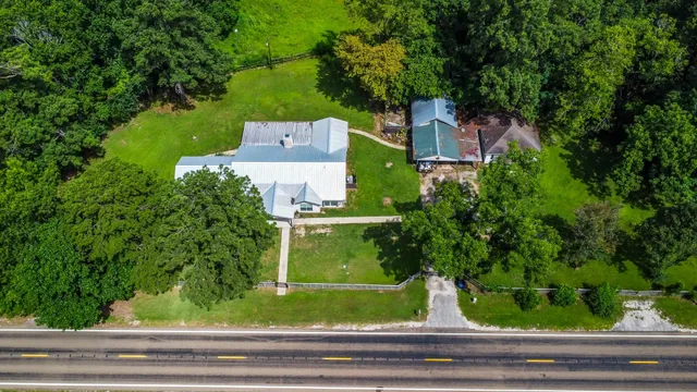 an aerial view of a house