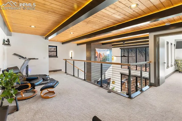 a view of a room with gym equipment