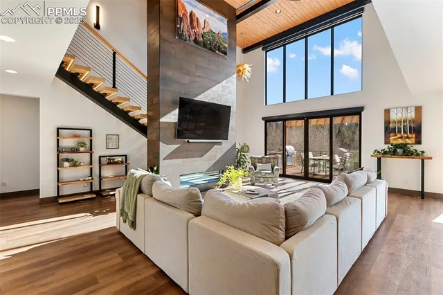 a living room with furniture