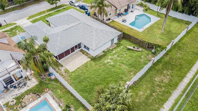 an aerial view of a house