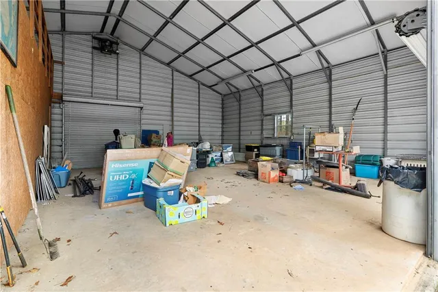 a view of a park with a house