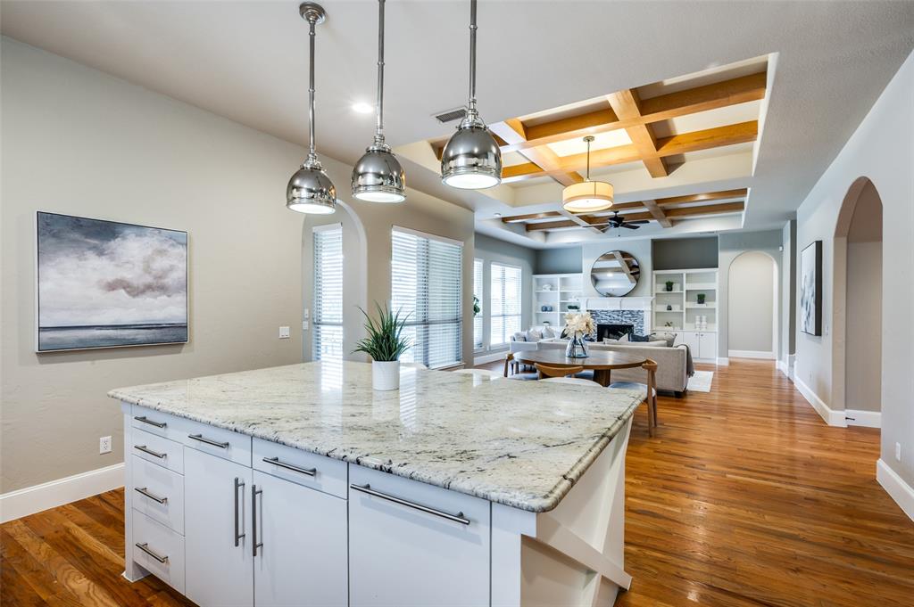 2168 Dampton Drive Frisco, TX 75033 - Photo 9 of 31 a view of a kitchen with kitchen island a counter top space a sink stainless steel appliances and cabinets