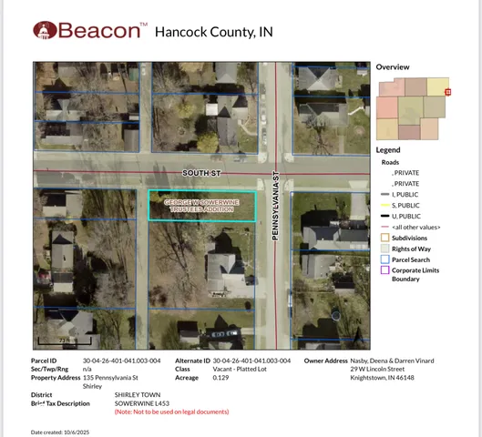 $12,000 | 135 Pennsylvania Street, Shirley, IN 47384