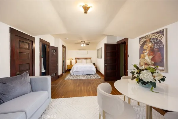 a view of a house with a large window