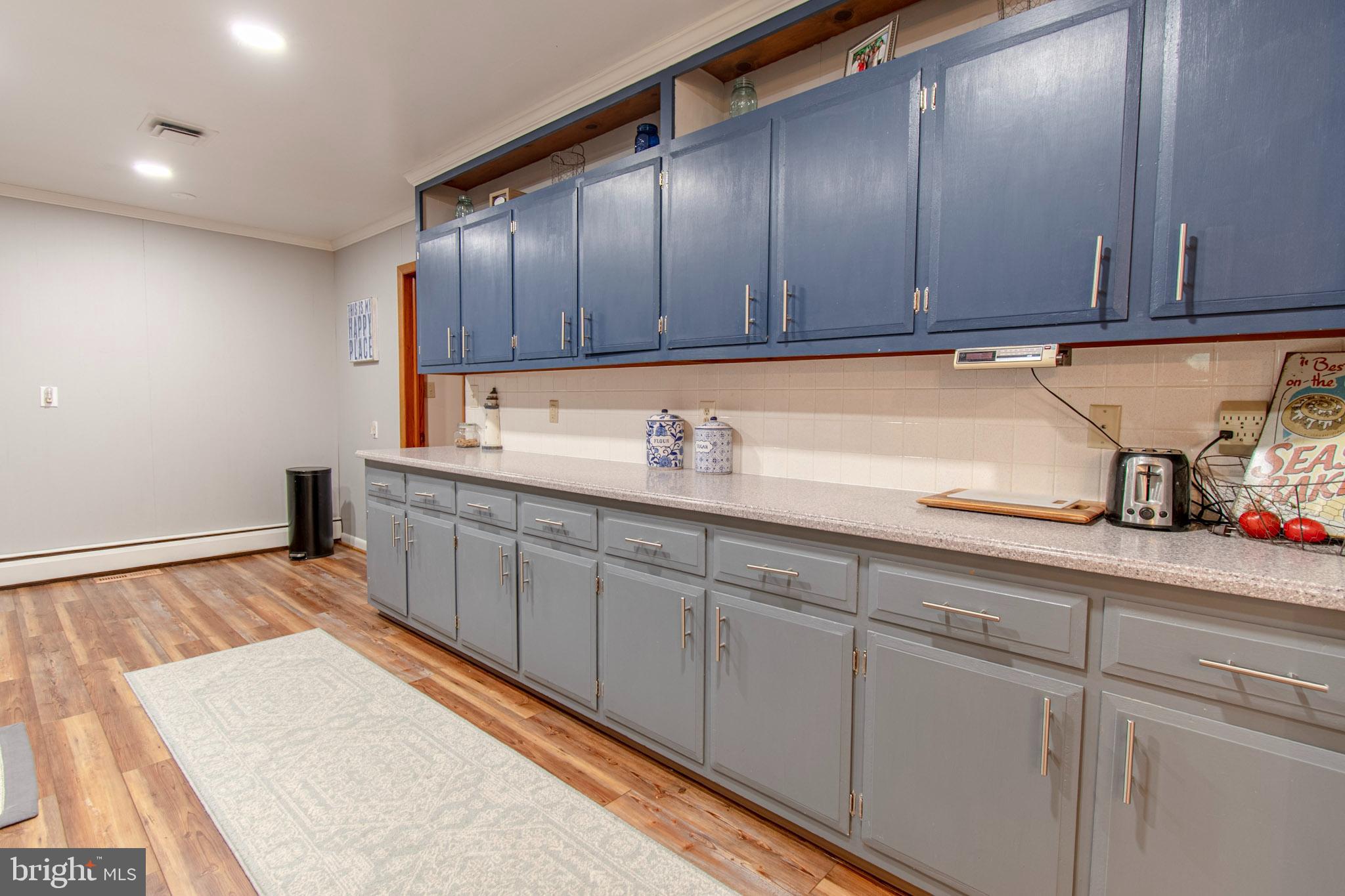 2 Nanticoke Road Cambridge, MD 21613 - Photo 14 of 37 Modern kitchen with sleek blue cabinetry.
