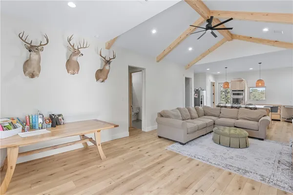 a living room with furniture