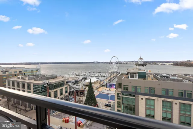 a view of a city skyline from a balcony