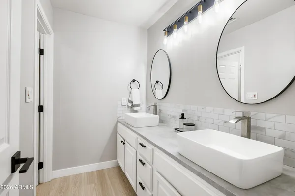 a bathroom with a bathtub