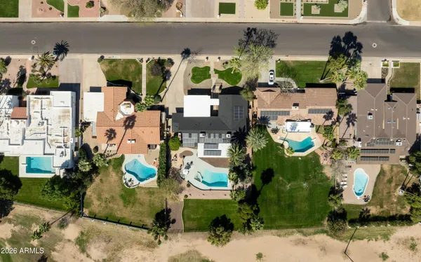 an aerial view of multiple house