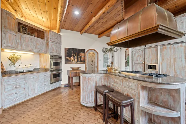 a view of a yard with plants and large trees