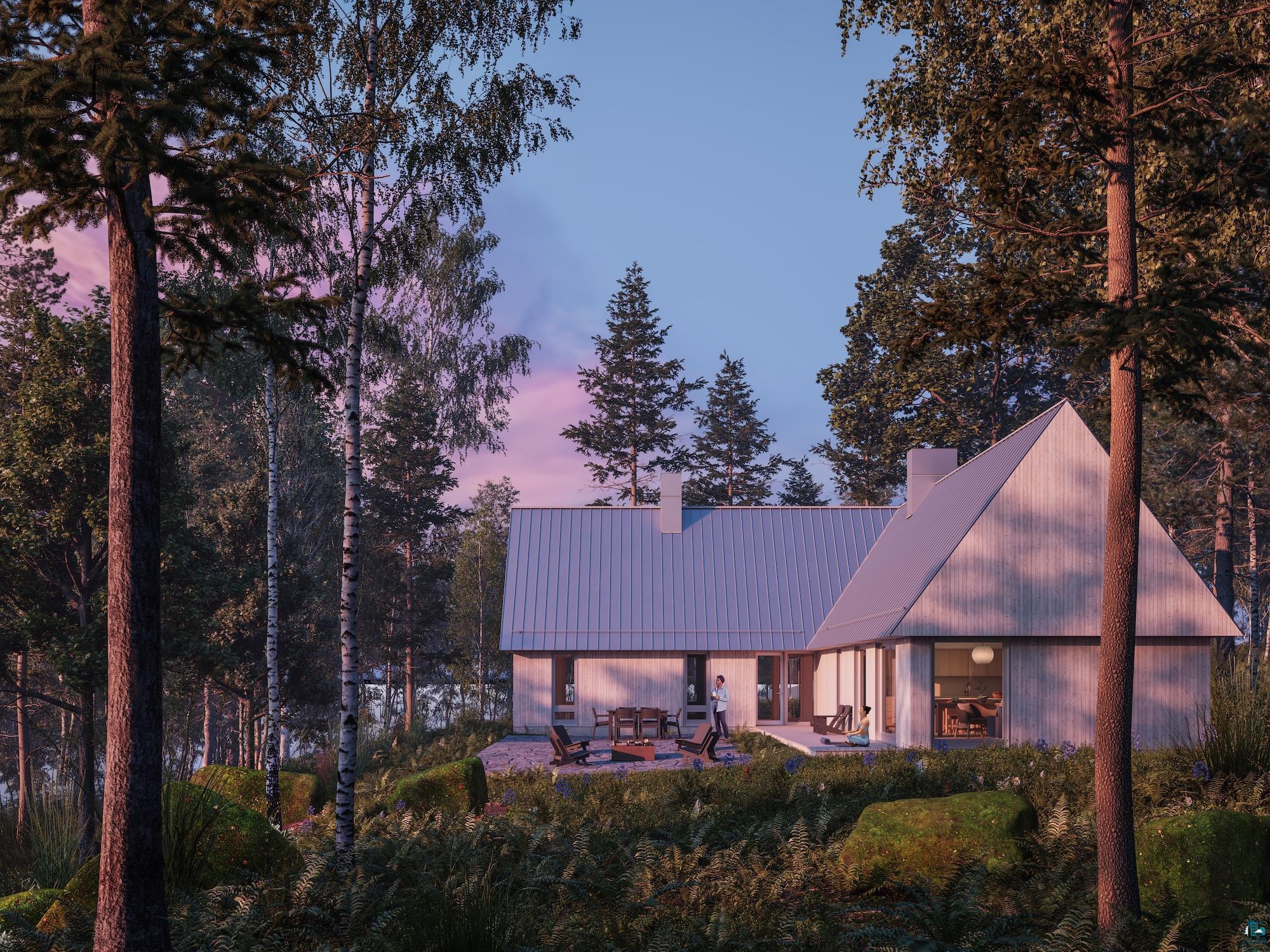 Xxx Old San Road Bayfield, WI 54814 - Photo 1 of 3 Modern architectural residence featuring a light-toned exterior siding and a metal roof