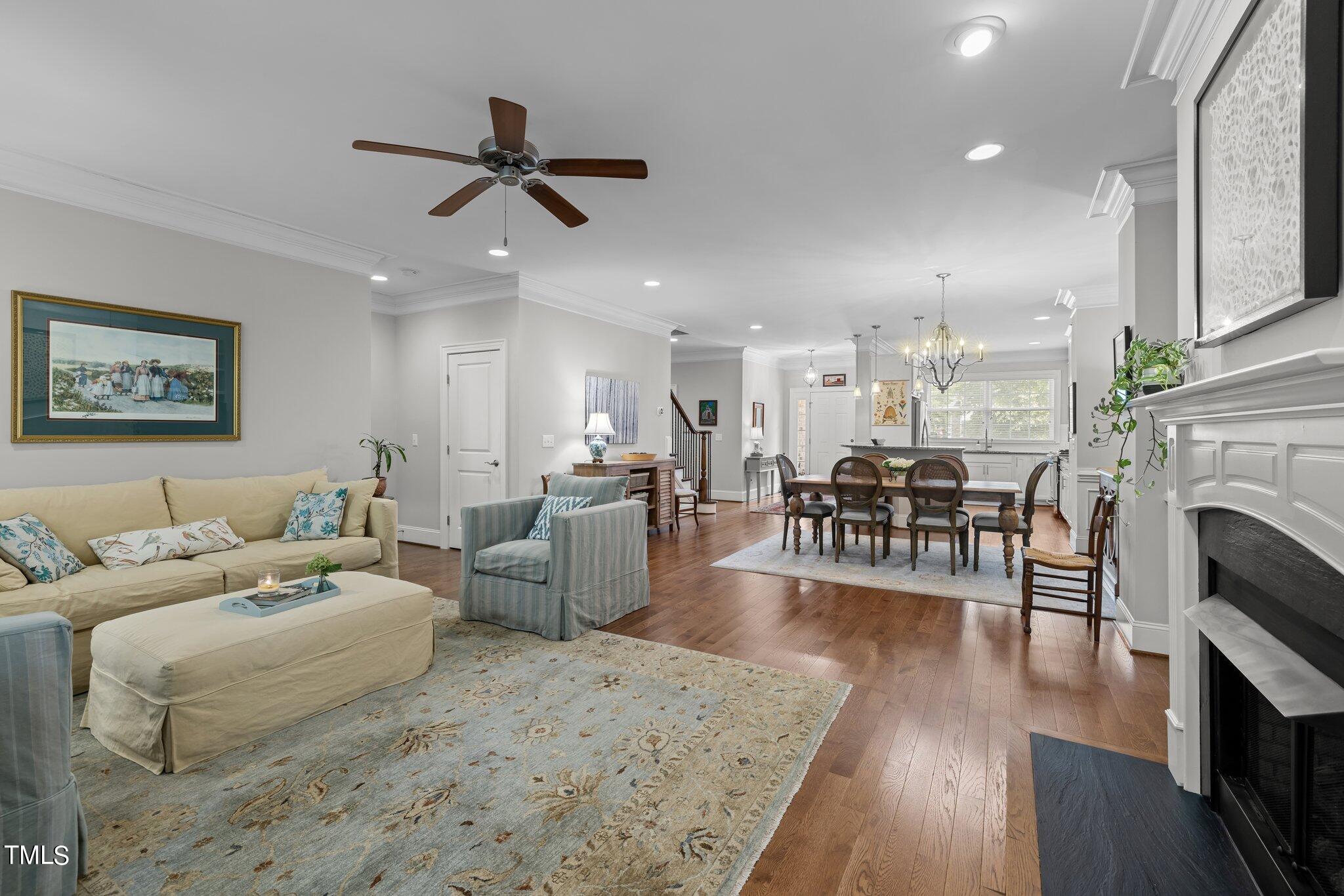 504 Valleyshire Road Durham, NC 27707 - Photo 7 of 38 a living room with furniture and a fireplace