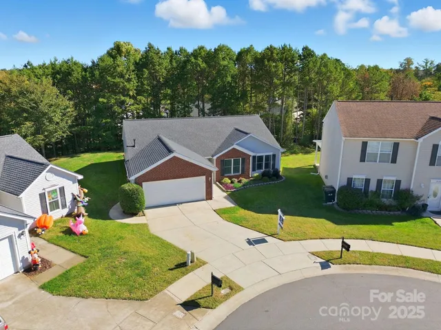 an aerial view of a house