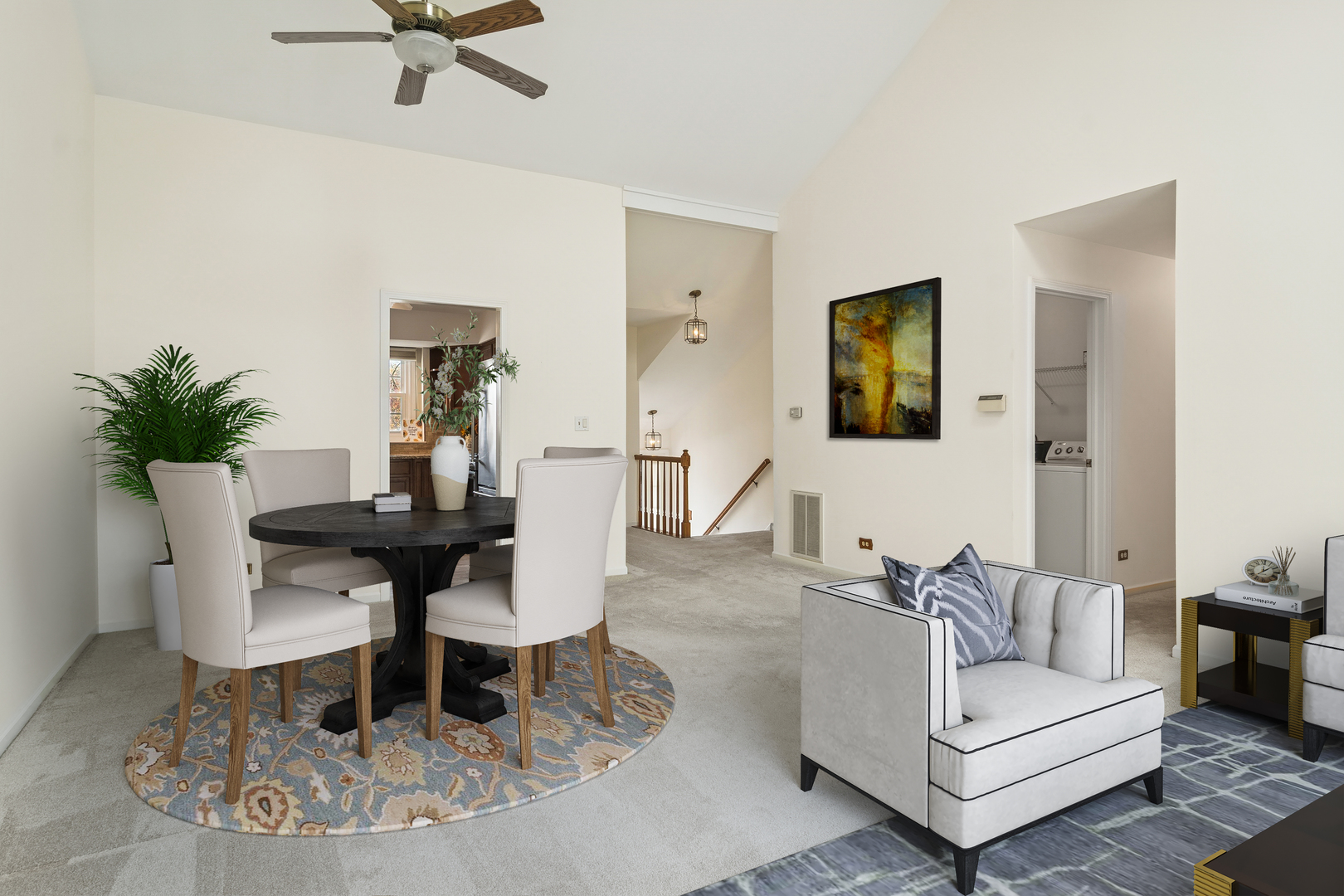 534 Park View Terrace, Unit 534 Buffalo Grove, IL 60089 - Photo 9 of 17 a living room with furniture and a chandelier