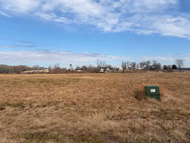 a view of a lake with houses in the back
