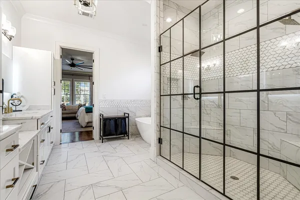 a bathroom with a shower