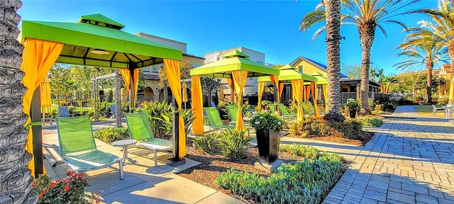a view of a terrace with furniture and a floor