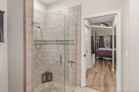 a bathroom with a shower