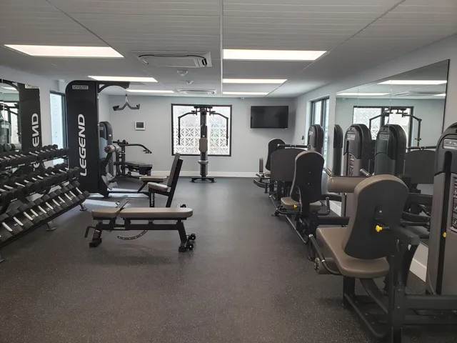 a view of a room with gym equipment