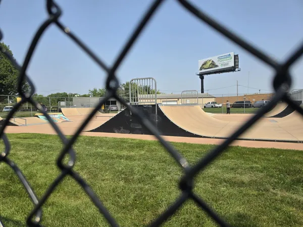 a view of a park with trees