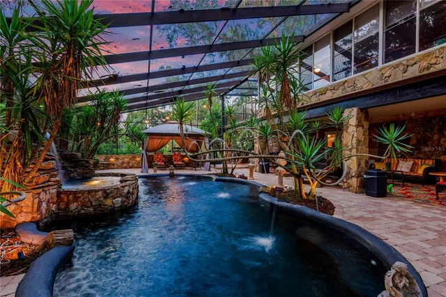 a view of backyard with green space