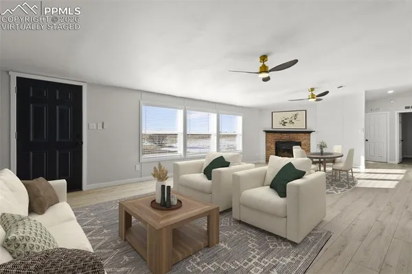 a living room with furniture