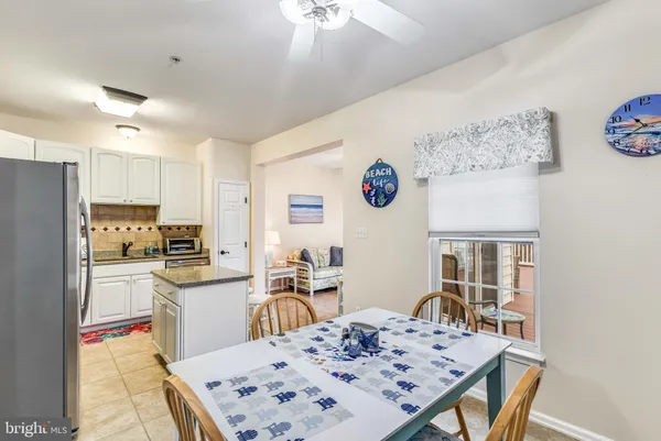 a kitchen with refrigerator cabinets dining table and chairs