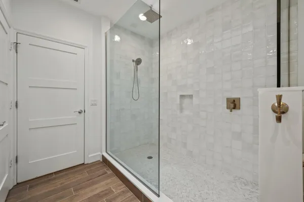 a bathroom with a shower