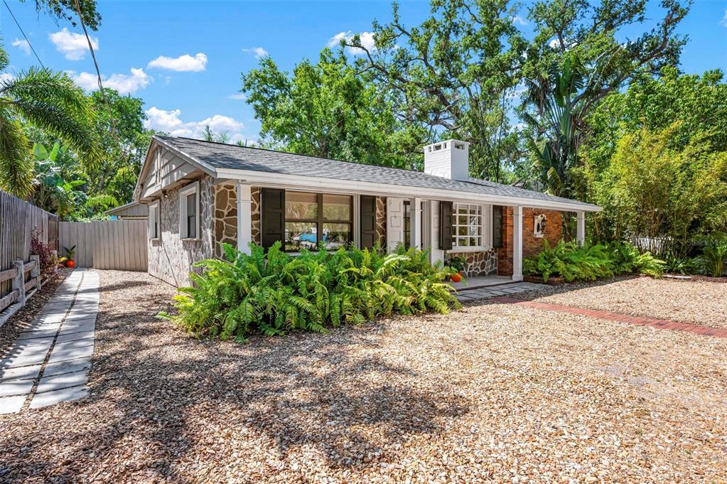 a house view with a garden space