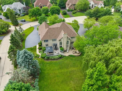 an aerial view of a house