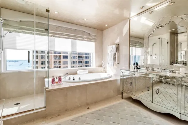 a large kitchen with a window