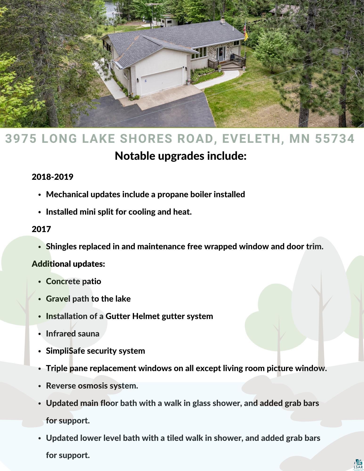 3975 Long Lake Shores Road Eveleth, MN 55734 - Photo 48 of 52 Property Upgrade List. Detailing notable enhancements and renovations to the property