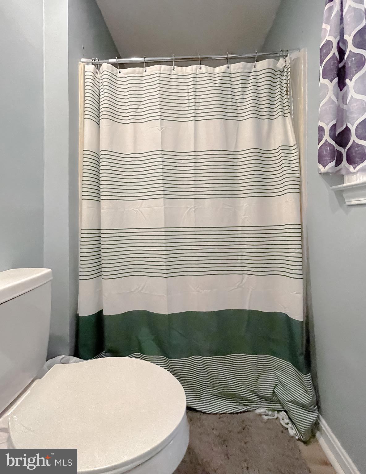 12788 Rio Grande Trail Lusby, MD 20657 - Photo 25 of 29 a bathroom with a toilet and a shower curtain
