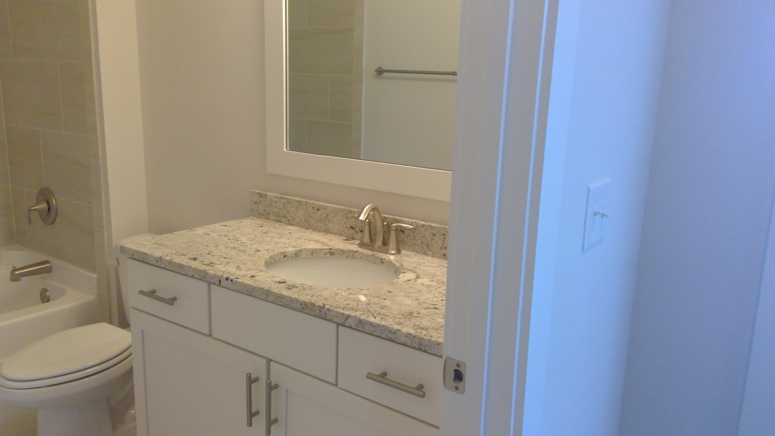 310 Grande Pointe Circle Inlet Beach, FL 32461 - Photo 27 of 63 a bathroom with a granite countertop sink toilet and mirror