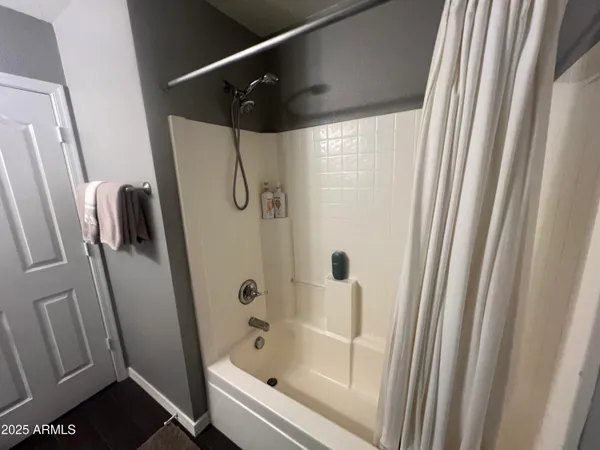 a bathroom with a bathtub