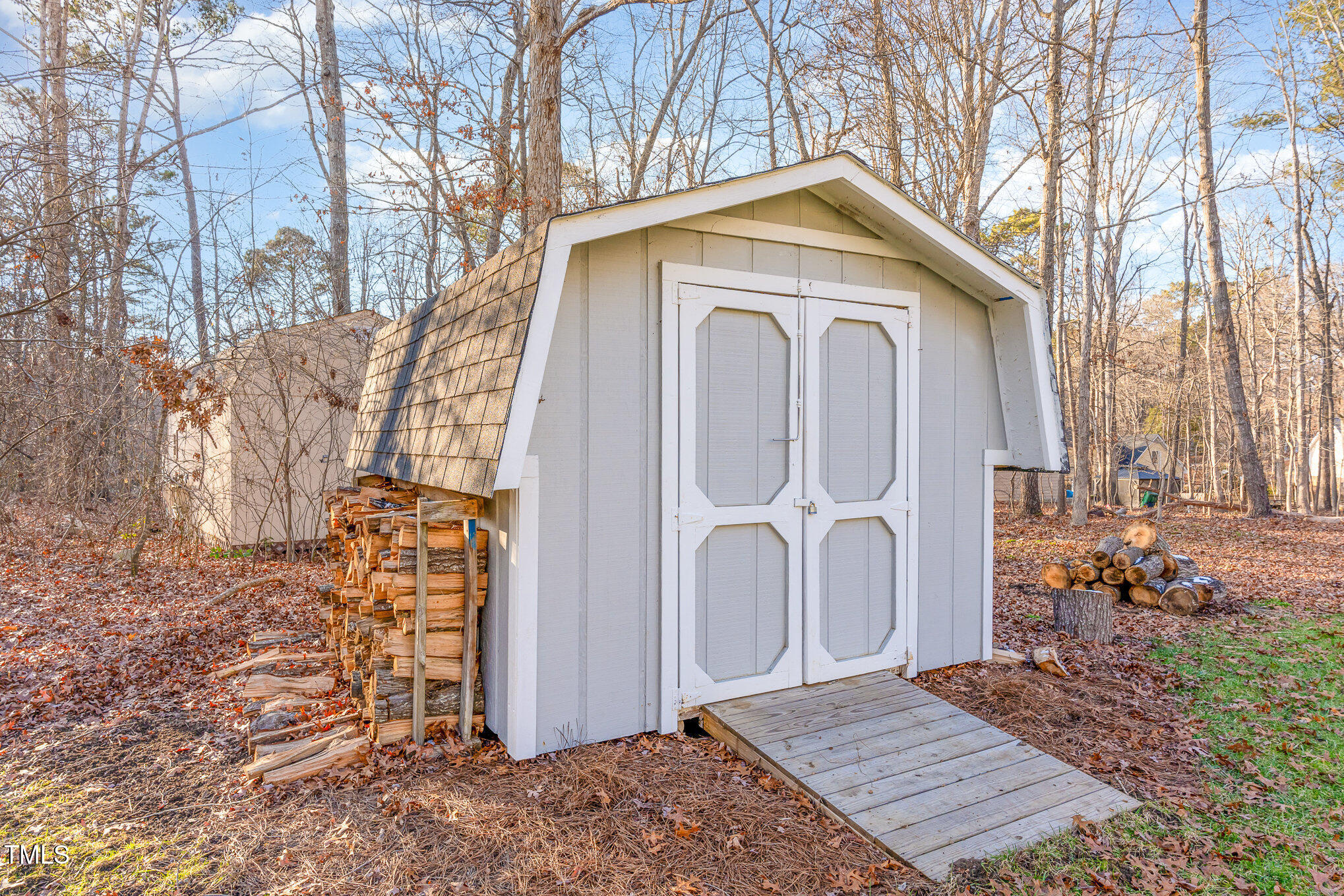 6132 Wolverhampton Drive Raleigh, NC 27603 - Photo 36 of 40 a view of a wooden house with a yard