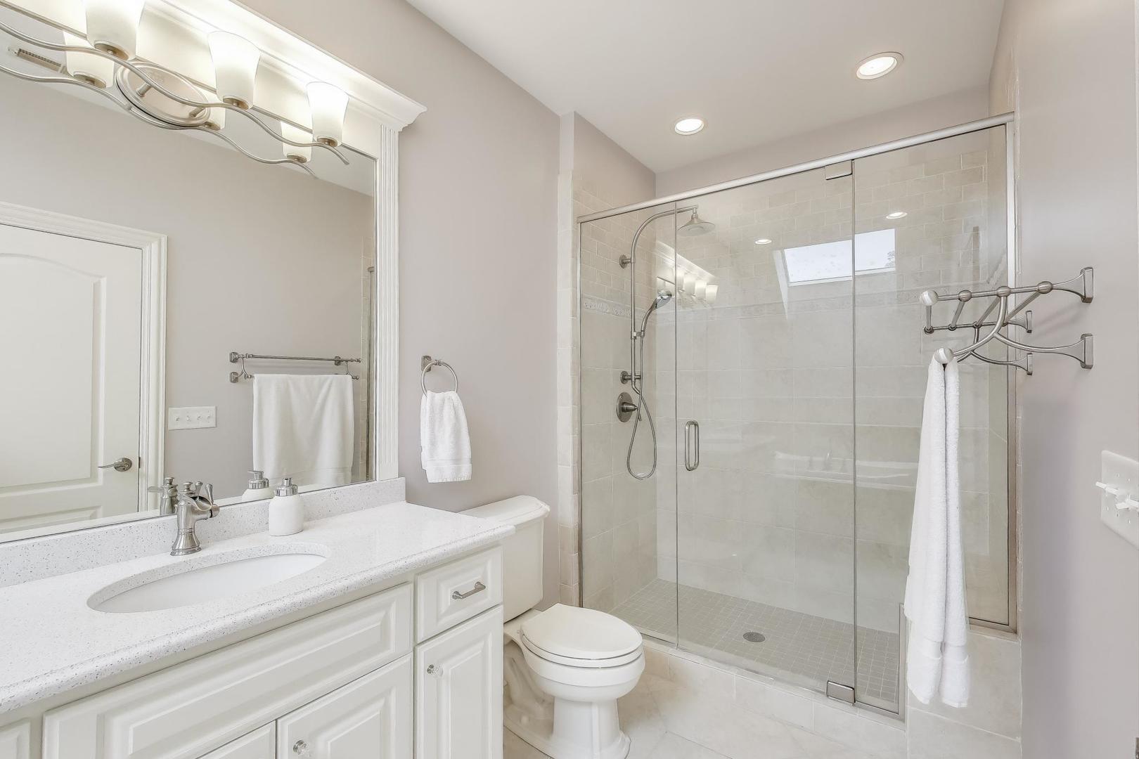 20580 West High Ridge Drive Kildeer, IL 60047 - Photo 41 of 69 a bathroom with a shower sink vanity mirror and toilet