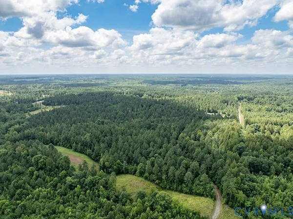 a view of a green field with lots of bushes