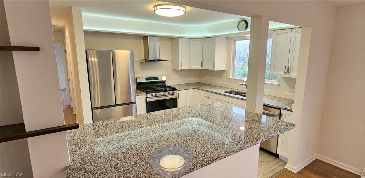 19755 Upper Terrace Road Euclid, OH 44117 - Photo 6 of 38 New kitchen with granite counters and newer Samsung stainless steel appliances and luxury vinyl tile flooring.